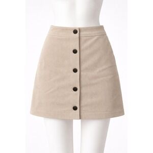 NWT Melrose and Market Corduroy Mini Skirt Beige Beach Button Front XS